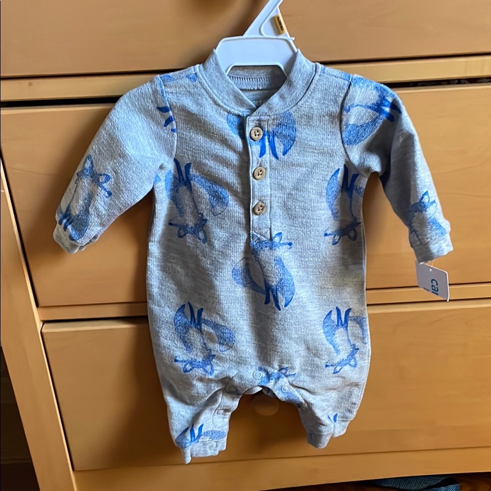 Carter's Blue and Gray Elephant Print Bodysuit